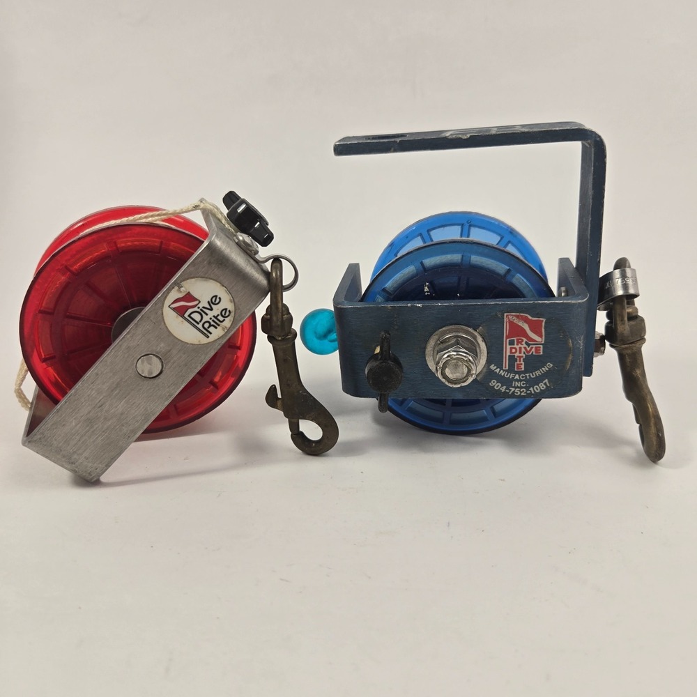 Pair Vintage Dive Rite Scuba Cave Diving Line Reels Primary Safety Brass Snaps